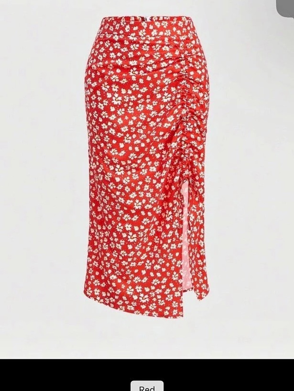 Floral Midi Skirt in Red & White Like New